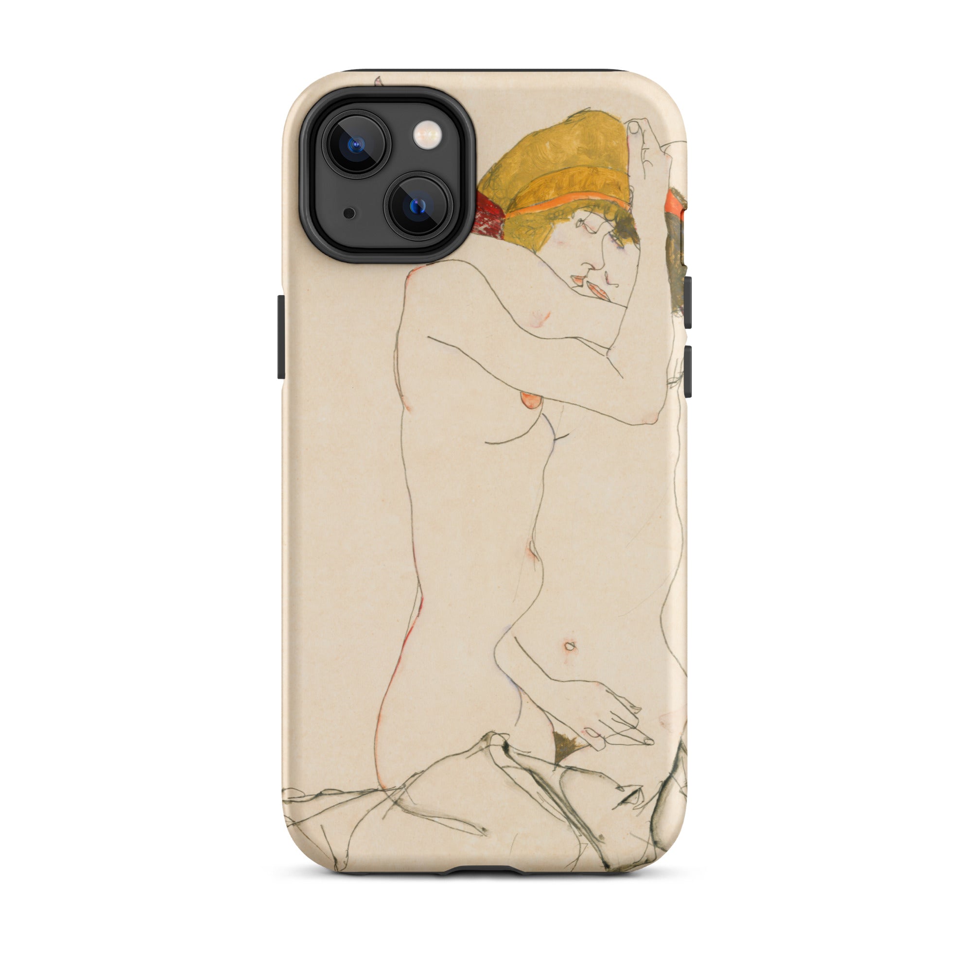 Two Nude Women Embracing Egon Schiele Iphone Case, 14 Plus / Matte, Phone Case Nude Art