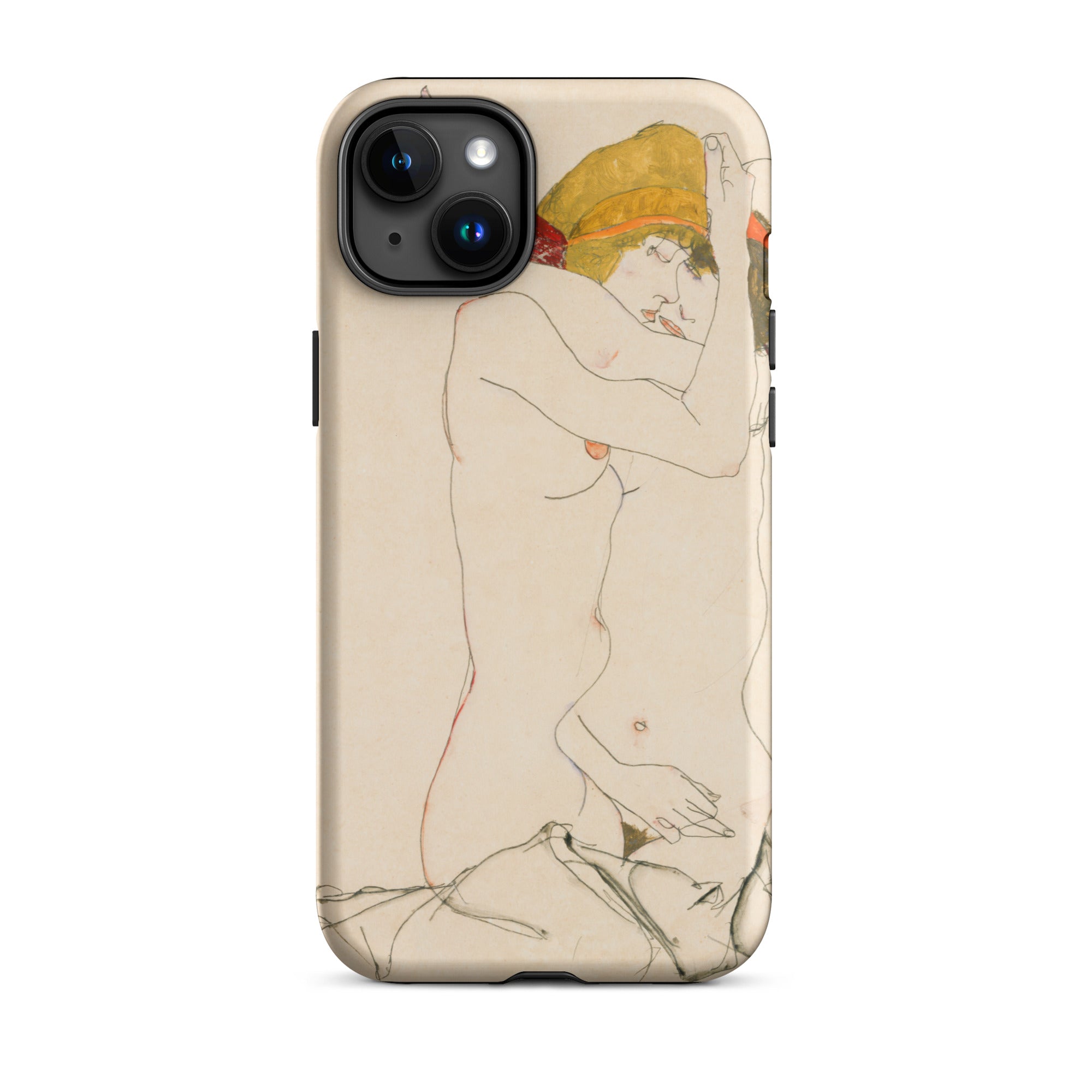 Two Nude Women Embracing Egon Schiele Iphone Case, 15 Plus / Matte, Phone Case Nude Art