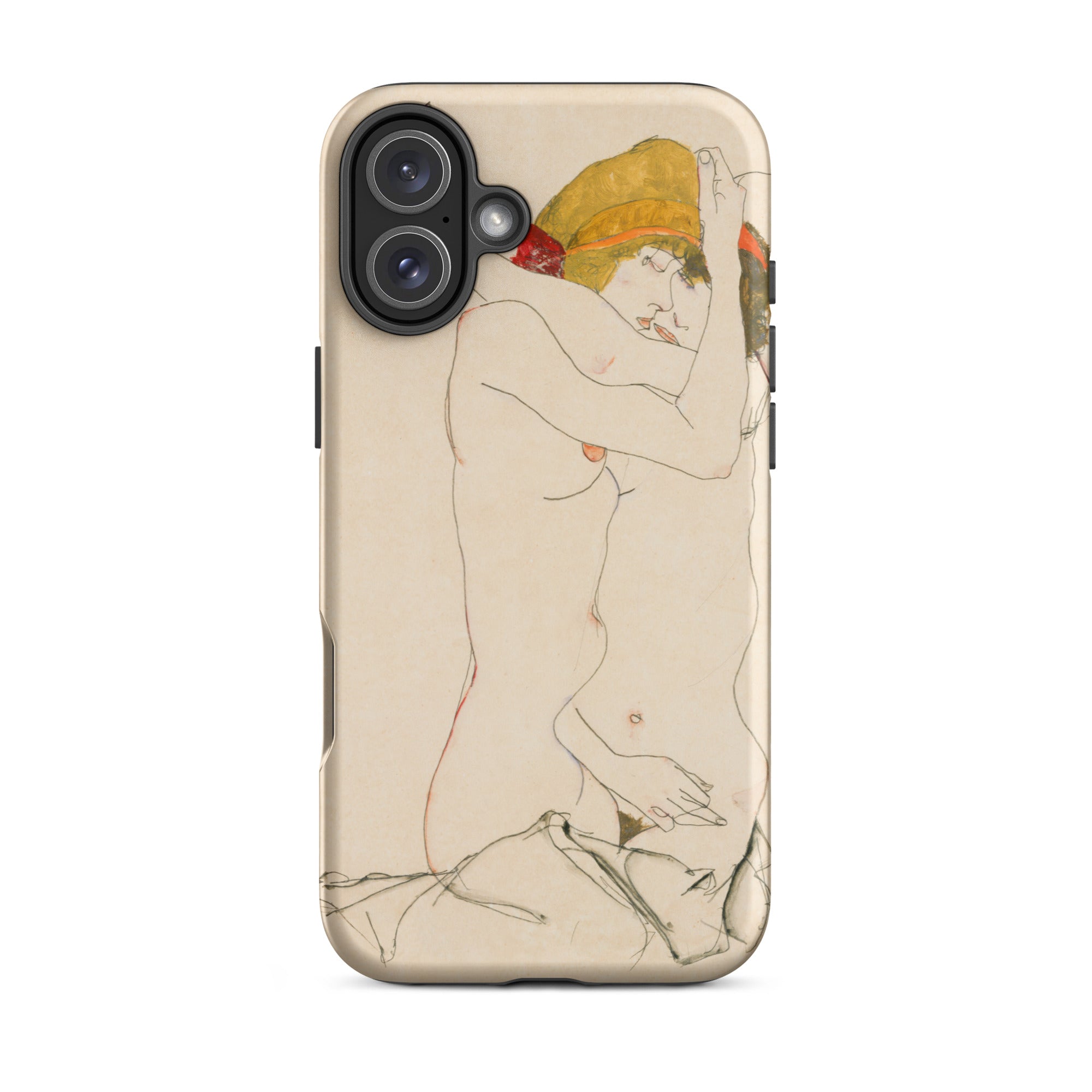 Two Nude Women Embracing Egon Schiele Iphone Case, 16 Plus / Matte, Phone Case Egon Schiele Artwork