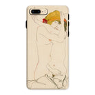 Two Nude Women Embracing - Egon Schiele Iphone Case, 8 Plus / Matte, Phone Case Artistic Nude Sketch Yellow Red Accents