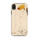 Two Nude Women Embracing - Egon Schiele Iphone Case, Xr / Matte, Phone Case Artistic Nude Line Minimalist Style