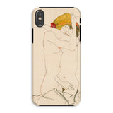 Two Nude Women Embracing - Egon Schiele Iphone Case, Xs / Matte, Phone Case Minimalist Line Two Nude Figures Embrace