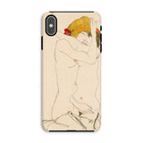 Two Nude Women Embracing - Egon Schiele Iphone Case, Xs Max / Matte, Phone Case Minimalist Line Artwork Elegant Classical Style