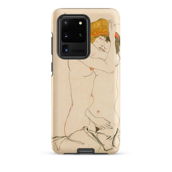 Two Nude Women Embracing - Egon Schiele Samsung Case, Galaxy S20 Ultra / Matte, Beige Smartphone Case Two Nude Figures