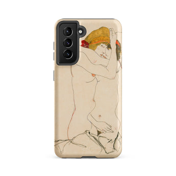 Two Nude Women Embracing - Egon Schiele Samsung Case, Galaxy S21 Fe / Matte, Phone Case Artistic Two Nude Figures