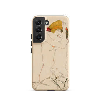 Two Nude Women Embracing - Egon Schiele Samsung Case, Galaxy S22 / Matte, Beige Smartphone Case Classical Two Figures
