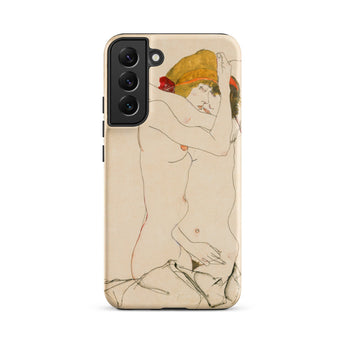 Two Nude Women Embracing - Egon Schiele Samsung Case, Galaxy S22 Plus / Matte, Smartphone Case Artistic Line Two Figures