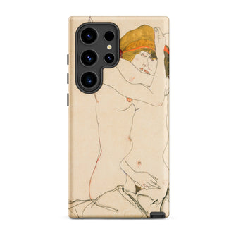Two Nude Women Embracing - Egon Schiele Samsung Case, Galaxy S24 Ultra / Matte, Smartphone Case Two Nude Figures