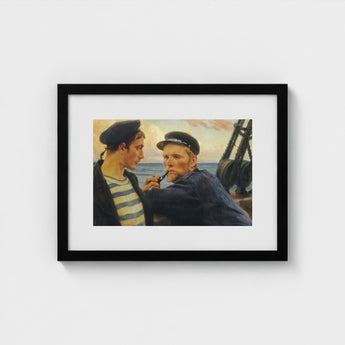 Black-framed Artwork Two Sailors Maritime Scene, Edelfelt’s, Ruddy Flesh Tones, Worked, Wet-into-wet, Albert Edelfelt Art, Print