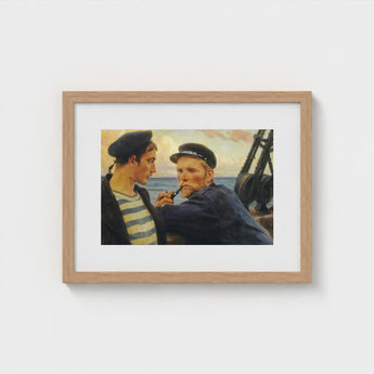Framed Painting Two Sailors Maritime Attire Rendered Warm, Edelfelt’s, Ruddy Flesh Tones, Worked, Wet-into-wet, Albert Edelfelt Art, Print