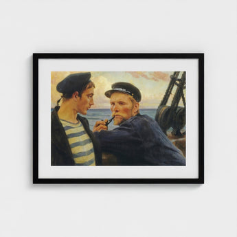 Black-framed Artwork Two Sailors Maritime Scene, Edelfelt’s, Ruddy Flesh Tones, Worked, Wet-into-wet, Albert Edelfelt Art, Print