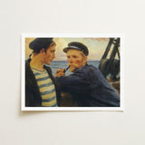 Framed Reproduction Classic Maritime Painting Two Sailors Navy, Edelfelt’s, Ruddy Flesh Tones, Worked, Wet-into-wet, Albert Edelfelt Art,