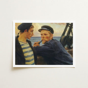 Framed Reproduction Classic Maritime Painting Two Sailors Navy, Edelfelt’s, Ruddy Flesh Tones, Worked, Wet-into-wet, Albert Edelfelt Art,