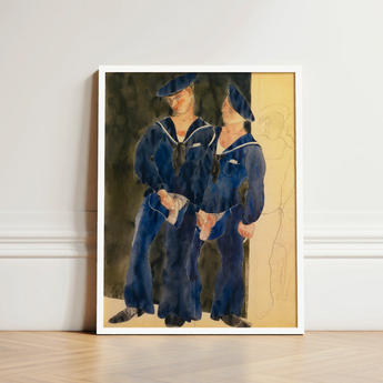 Watercolor Painting White Frame Two Figures Navy Blue Charles Demuth, Sailors, Stages, Art, Print, Sailor Turns, Chin Dropped