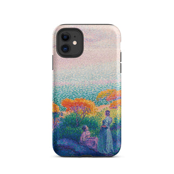 Two Women by the Shore - Henri Edmond Cross Phone Case Iphone 11 / Matte Vibrant Pointillist-style Painting Figures Sea, Afternoon Heat