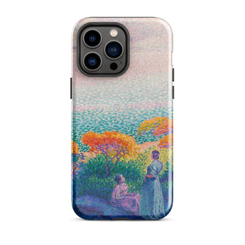 Two Women by the Shore - Henri Edmond Cross Phone Case Iphone 14 Pro Max / Gloss Vibrant Pointillist-style Landscape Painting Figures,