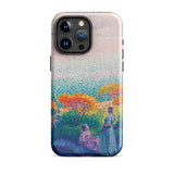 Two Women by the Shore - Henri Edmond Cross Phone Case Iphone 15 Pro Max / Gloss Vibrant Pointillist-style Painting Figures Outdoor,