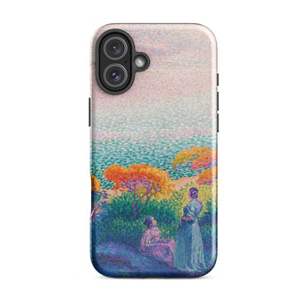 Two Women by the Shore - Henri Edmond Cross Phone Case Iphone 16 Plus / Gloss Pointillist Painting Figures Outdoor Scene, Afternoon Heat