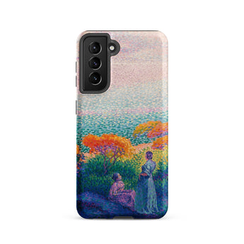 Two Women by the Shore - Henri Edmond Cross Phone Case Samsung Galaxy S21 / Matte Vibrant Pointillist-style Painting Figures Sea, Afternoon