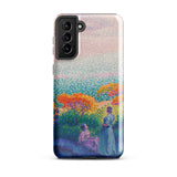 Two Women by the Shore - Henri Edmond Cross Phone Case Samsung Galaxy S21 Plus / Gloss Vibrant Pointillist-style Painting Figures Outdoor,