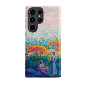 Two Women by the Shore - Henri Edmond Cross Phone Case Samsung Galaxy S23 Ultra / Matte Vibrant Impressionistic Painting Figures Colorful,