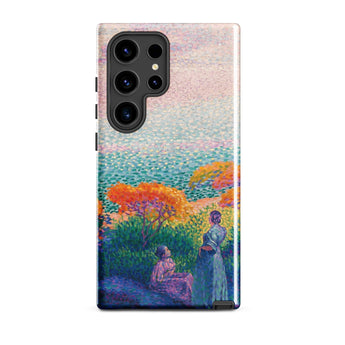 Two Women by the Shore - Henri Edmond Cross Phone Case Samsung Galaxy S24 Ultra / Gloss Vibrant Impressionistic Painting Figures Outdoor,