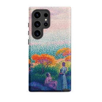 Two Women by the Shore - Henri Edmond Cross Phone Case Samsung Galaxy S24 Ultra / Matte Vibrant Impressionistic Painting Figures Colorful,