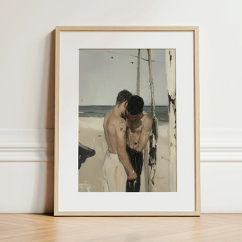Undertow - Cruising Gay Erotica Art Print / Canvas, 12x16’’ / 31x41cm / Natural Frame / Matboard, Posters Prints & Visual Artwork, Toby Leon