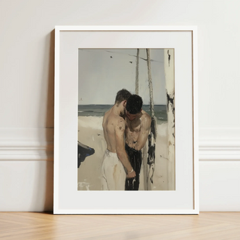 Undertow - Cruising Gay Erotica Art Print / Canvas, 12x16’’ / 31x41cm / White Frame / Matboard, Posters Prints & Visual Artwork, Toby Leon