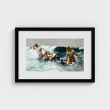 Undertow - Winslow Homer Art Print / Canvas Two Men, Dark Teal Wave, Gathers, Four Figures Locked, Surf’s Lateral Drag, Victorian-era