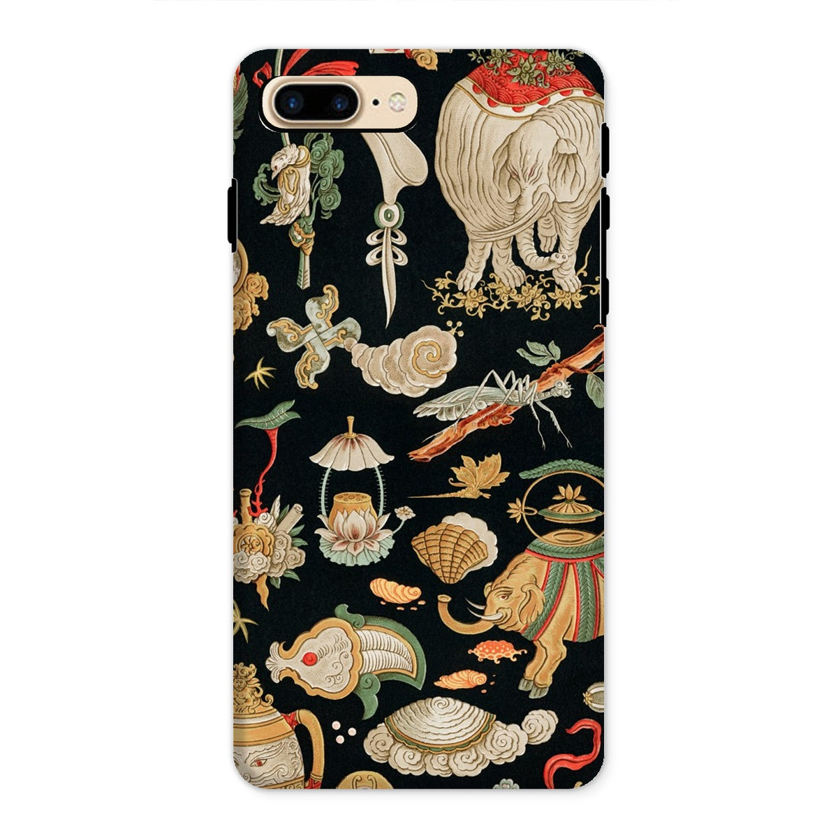 Underworld Chinoiserie Auguste Racinet Iphone Case, 8 Plus / Matte, Decorative Phone Case Intricate Asian Inspired Pattern Animals Plants