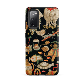 Underworld Chinoiserie - Auguste Racinet Samsung Case, Galaxy S20 Fe / Matte, Black Phone Case Vibrant Intricate Pattern Elephants Insects