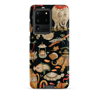 Underworld Chinoiserie - Auguste Racinet Samsung Case, Galaxy S20 Ultra / Matte, Smartphone Case Black Background Colorful Intricate