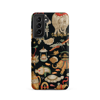 Underworld Chinoiserie - Auguste Racinet Samsung Case, Galaxy S21 / Matte, Black Phone Case Decorative Pattern Animals Objects Ornate