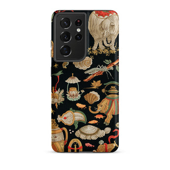 Underworld Chinoiserie - Auguste Racinet Samsung Case, Galaxy S21 Ultra / Matte, Black Phone Case Vibrant Intricate Pattern Animals Objects
