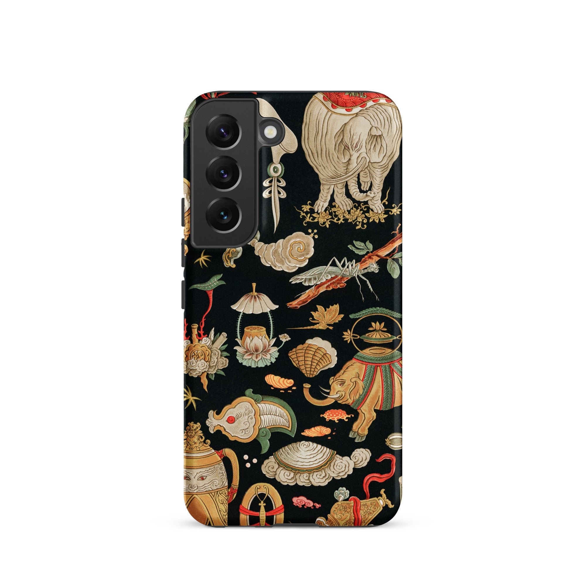 Underworld Chinoiserie Auguste Racinet Samsung Case, Galaxy S22 / Matte, Black Smartphone Case Ornate Multi Item Pattern