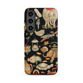 Underworld Chinoiserie - Auguste Racinet Samsung Case, Galaxy S24 Plus / Matte, Black Smartphone Case Adorned Intricate Pattern Traditional