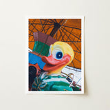 Vibrant Yellow Rubber Duck Pink Beak Blue Eye Giclée Print, Living Space, Waking Dream
