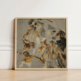 Framed Mixed-media Artwork Dynamic Scene Sailors Poses Rendered Navy, Joseph Christian Leyendecker, Built, Collier’s Magazine Cover, Study,