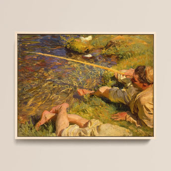 Val D’aosta a Man Fishing - John Singer Sargent Art Print / Canvas, Man Fishing, Val D’aosta, Val D’aosta Current, D’aosta Current Runs,