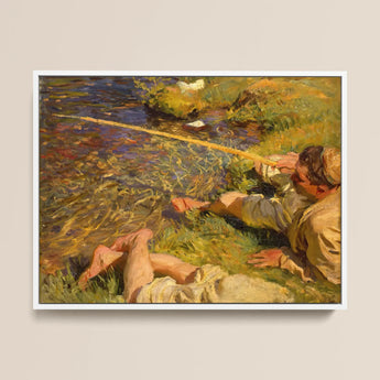 Val D’aosta a Man Fishing - John Singer Sargent Art Print / Canvas, Man Fishing, Val D’aosta, Val D’aosta Current, D’aosta Current Runs,