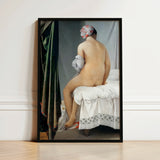 Valpincon Bather - Jean Auguste Dominique Ingres Art Print / Canvas Black-framed Nude Woman Patterned Headscarf Seated Ingres’ Valpinçon,