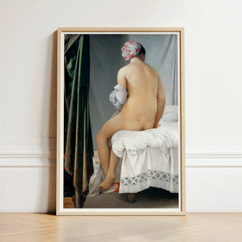 Valpincon Bather - Jean Auguste Dominique Ingres Art Print / Canvas Framed Nude Woman Viewer Patterned Headscarf Ingres’ Valpinçon,