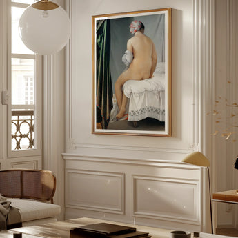Valpincon Bather - Jean Auguste Dominique Ingres Art Print, Framed Classical Nude Painting Figure’s View Seated Draped