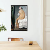 Valpincon Bather Jean Auguste Dominique Ingres Framed Canvas, Framed Classical Painting Nude Figure Seated Draped White