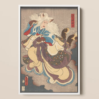 Vampire Cat of Nabeshima - Stampa d'arte di Utagawa Kunisada / Tela, 12x17'' / A3 / Cornice bianca, Poster Stampe & Arte visiva, Toby Leon