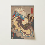 Vampire Cat of Nabeshima - Utagawa Kunisada Art Print / Canvas Vibrant Japanese Ukiyo-e Print Dynamic White-haired Fox Spirit Vampire Cat,