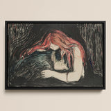 Vampire - Stampa d'arte di Edvard Munch / Canvas, 17x12’’ / A3 / Cornice nera, Poster, stampe e arte visiva, Toby Leon