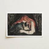 Vampire - Edvard Munch Art Print / Canvas Blood-red Hair Pours, Carved Lines Prints