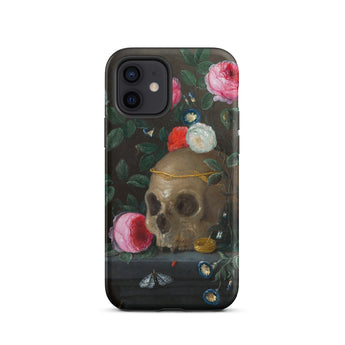Vanitas Still Life - Jan Van Kessel Phone Case Iphone 12 / Matte Skull Floral Phone Case Jan Kessel, Kessel Arranges, Balancing